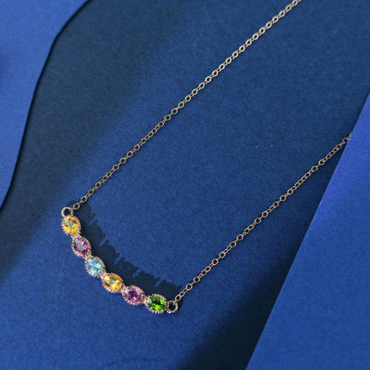 Tourmaline Rainbow Line Necklace