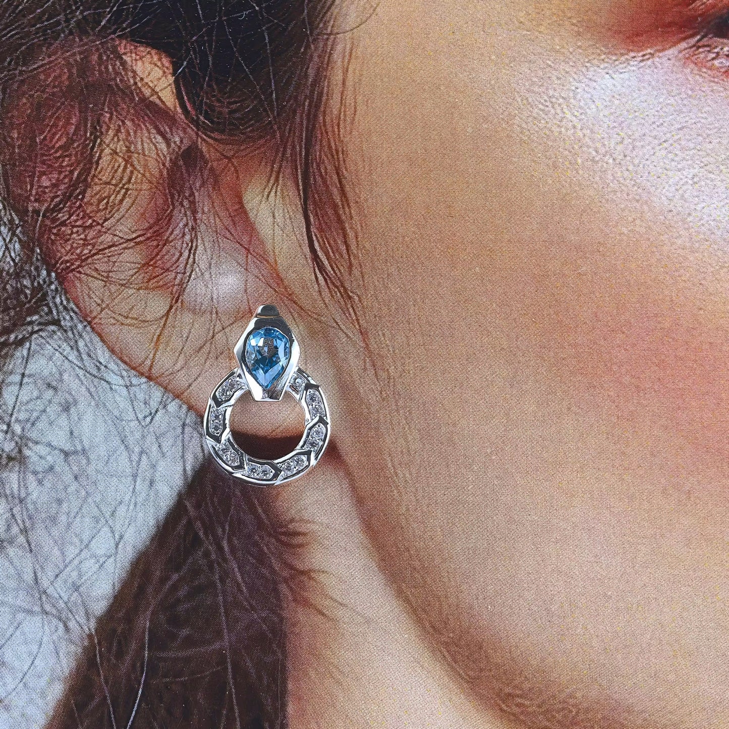 Swiss Blue Topaz Drop Circle Earrings