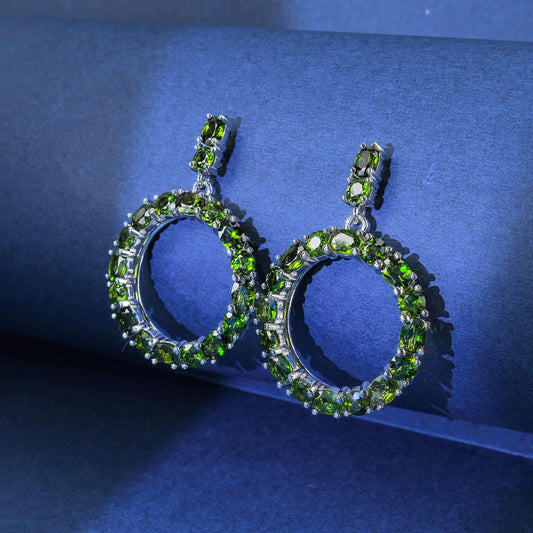 Diopside Circle Earrings