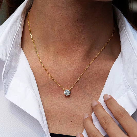 ROUND MOISSANITE SOLITAIRE NECKLACE