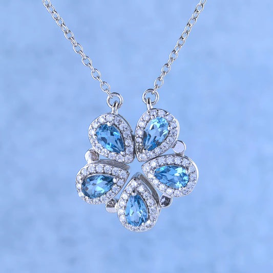 London Blue Topaz Flower Necklace