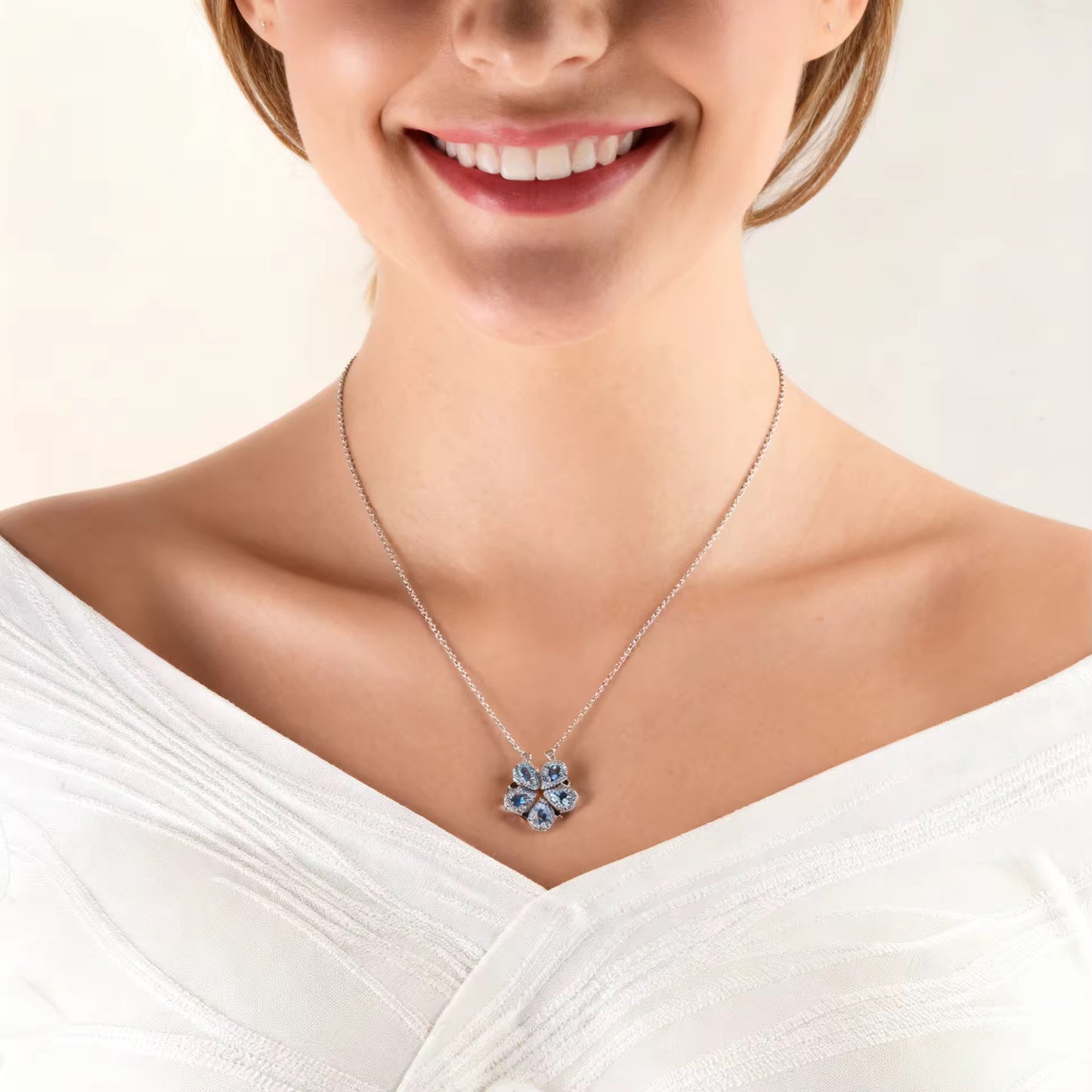 London Blue Topaz Flower Necklace