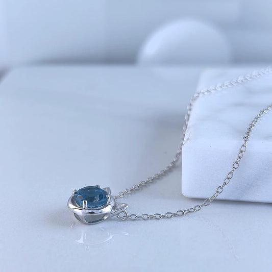 London Blue Topaz Cat Necklace