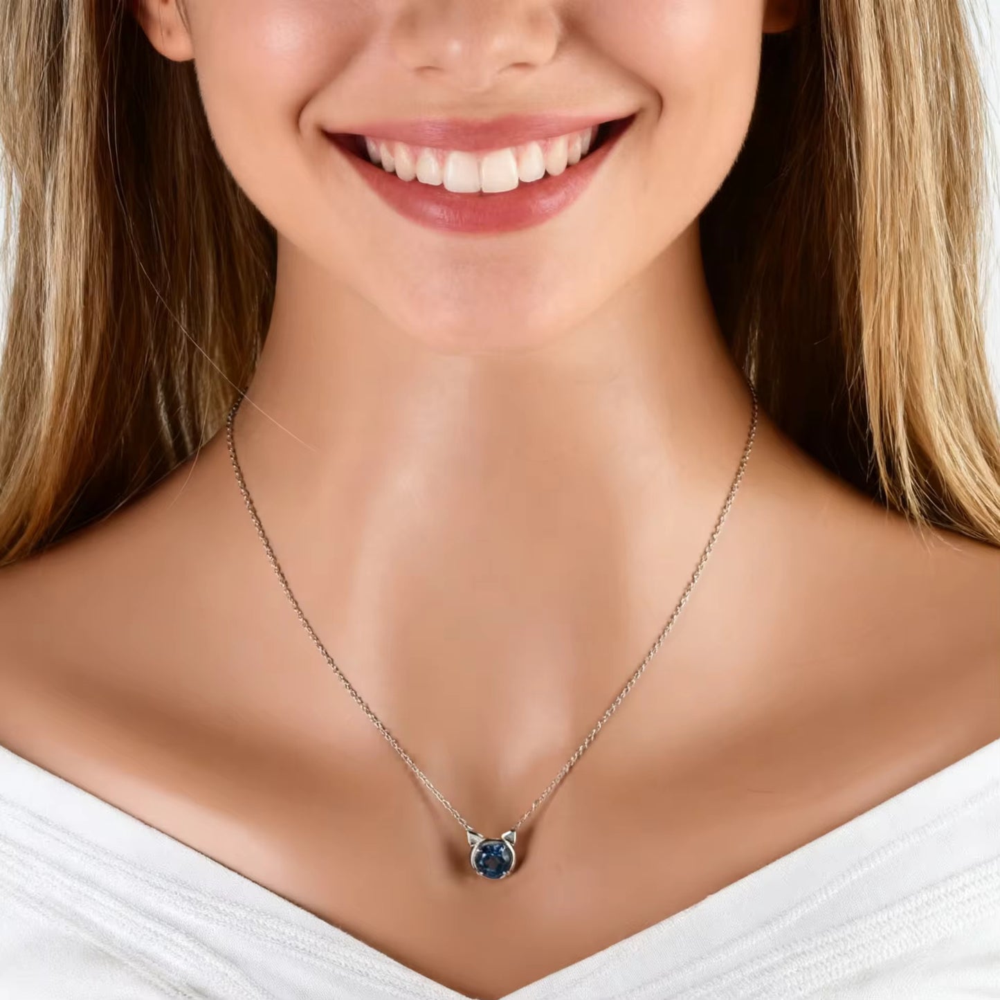 London Blue Topaz Cat Necklace