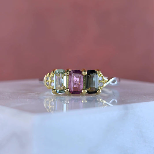 Three Stone Tourmaline Ring