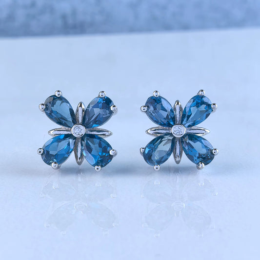 Blossom Blue Topaz Stud Earrings