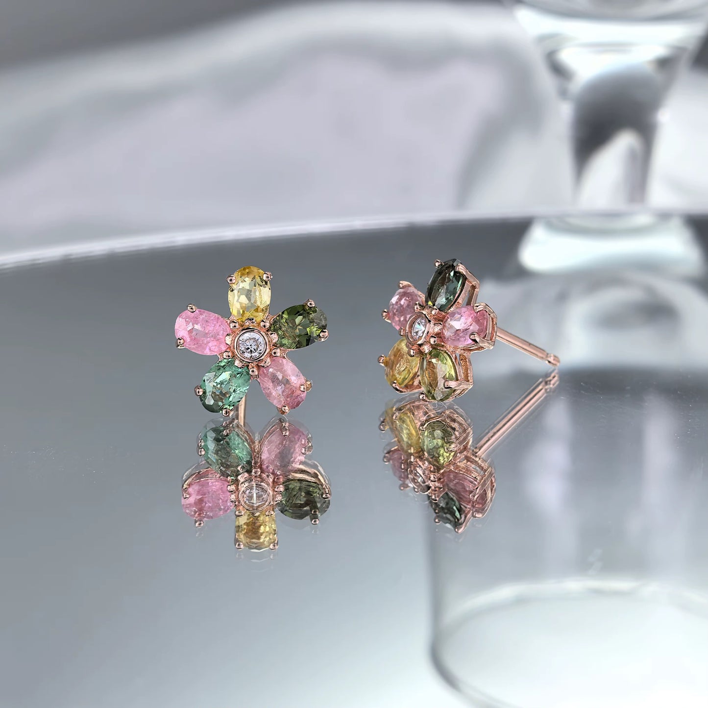 Tourmaline Blossom Stud Earrings (Classic)