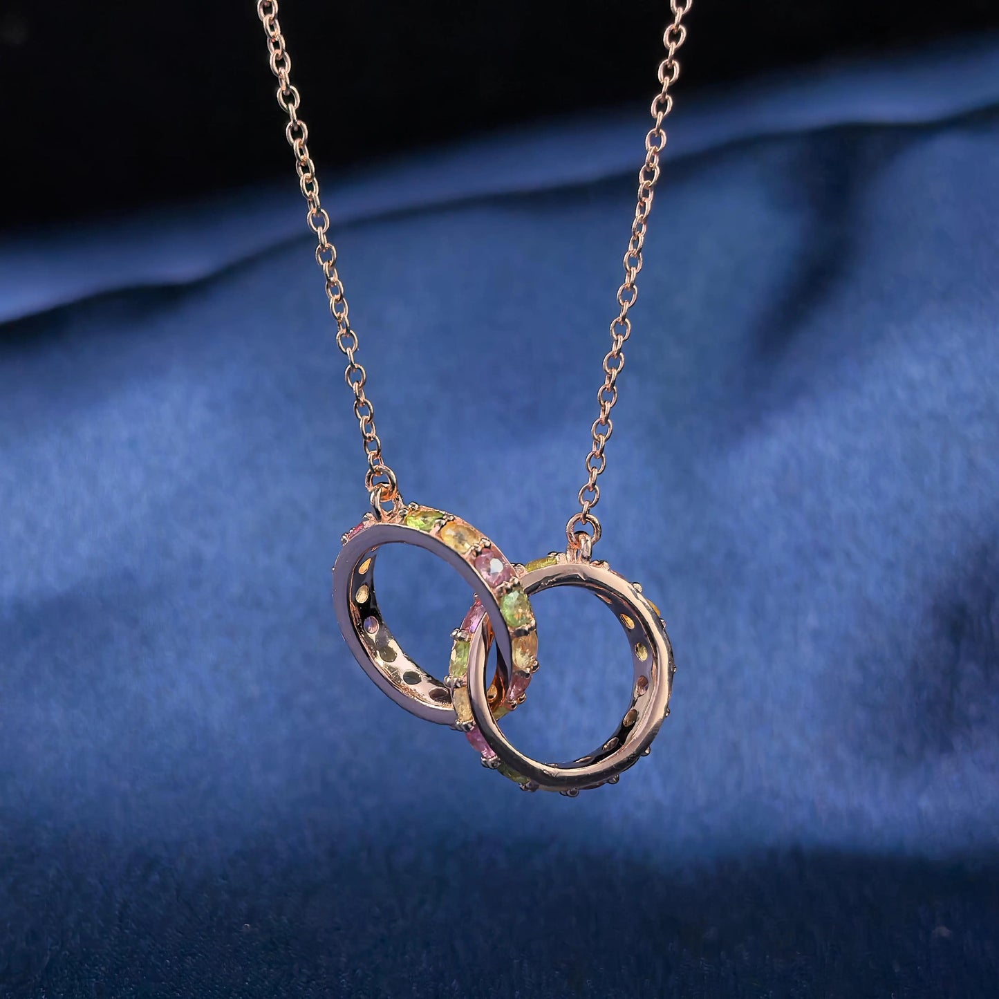 Interlocking Tourmaline Rings Necklace
