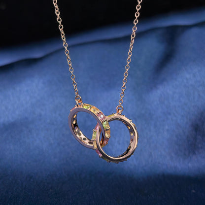 Interlocking Tourmaline Rings Necklace