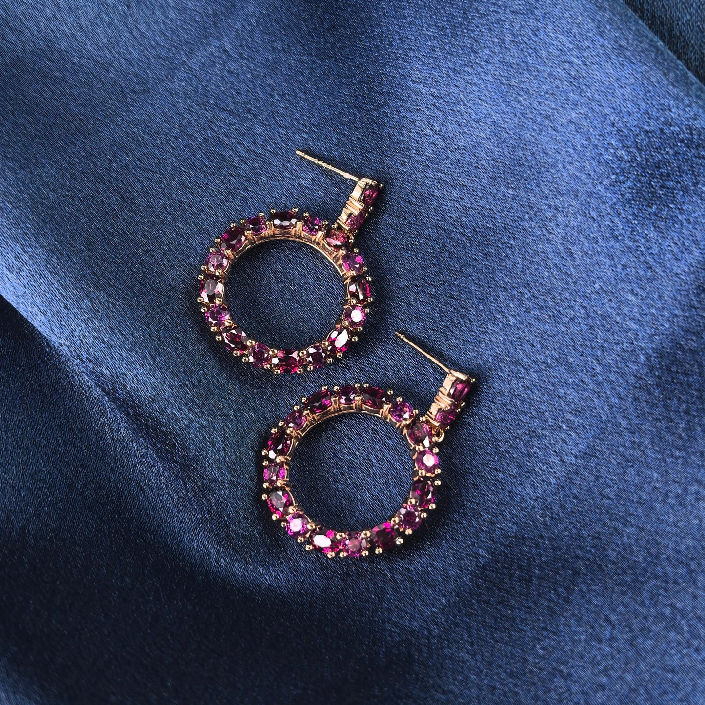 Garnet Circle Earrings