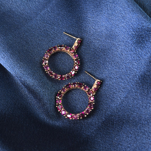 Garnet Circle Earrings