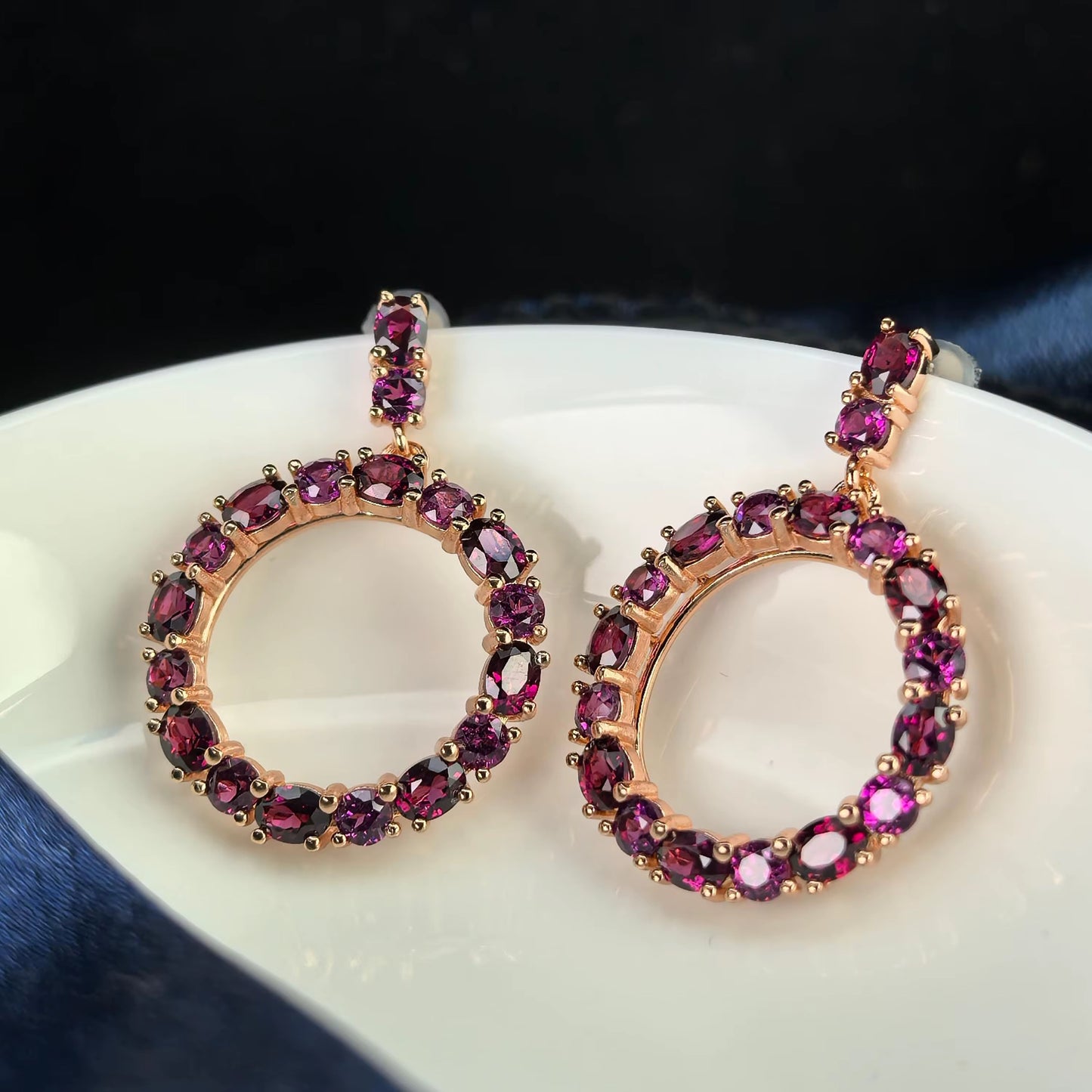 Garnet Circle Earrings