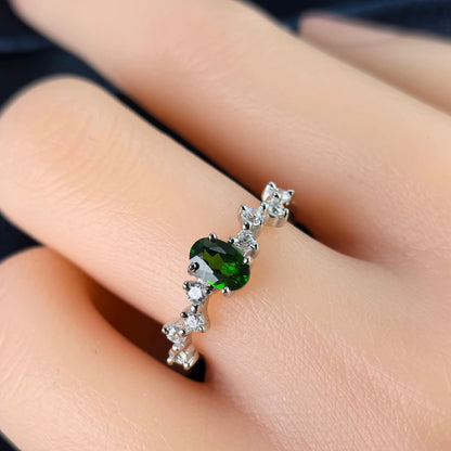Diopside Crescent Ring
