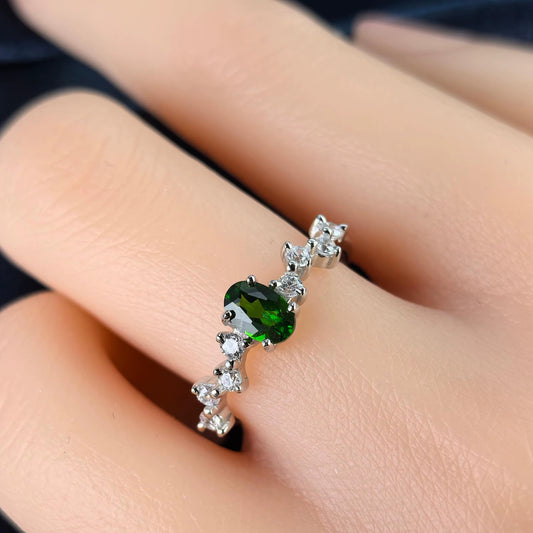 Diopside Crescent Ring