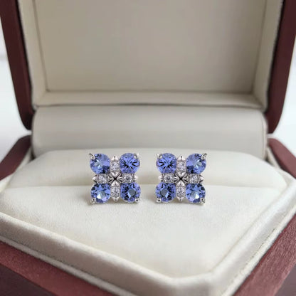 Tanzanite Clover Stud Earrings