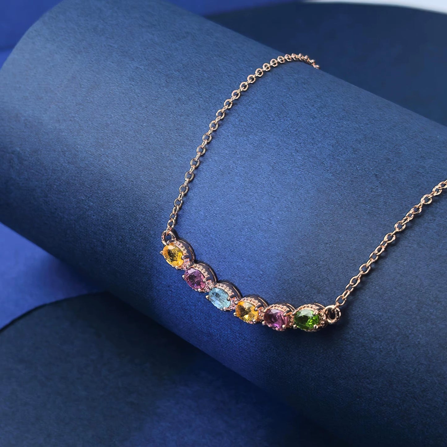 Tourmaline Rainbow Line Necklace