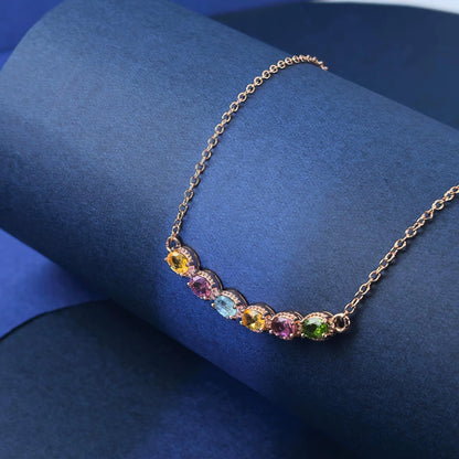 Tourmaline Rainbow Line Necklace