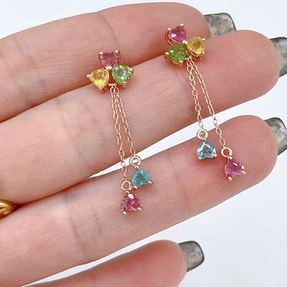 Tourmaline Clover Dangle Earrings