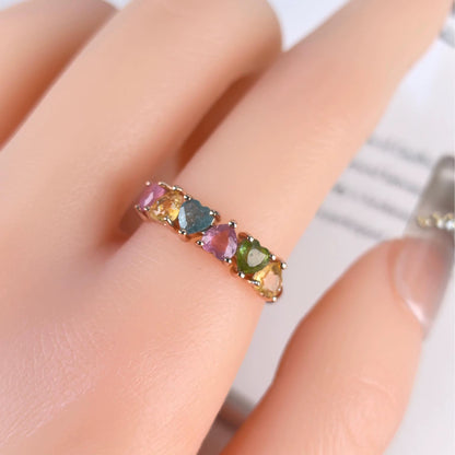 Rainbow Tourmaline Heart Ring