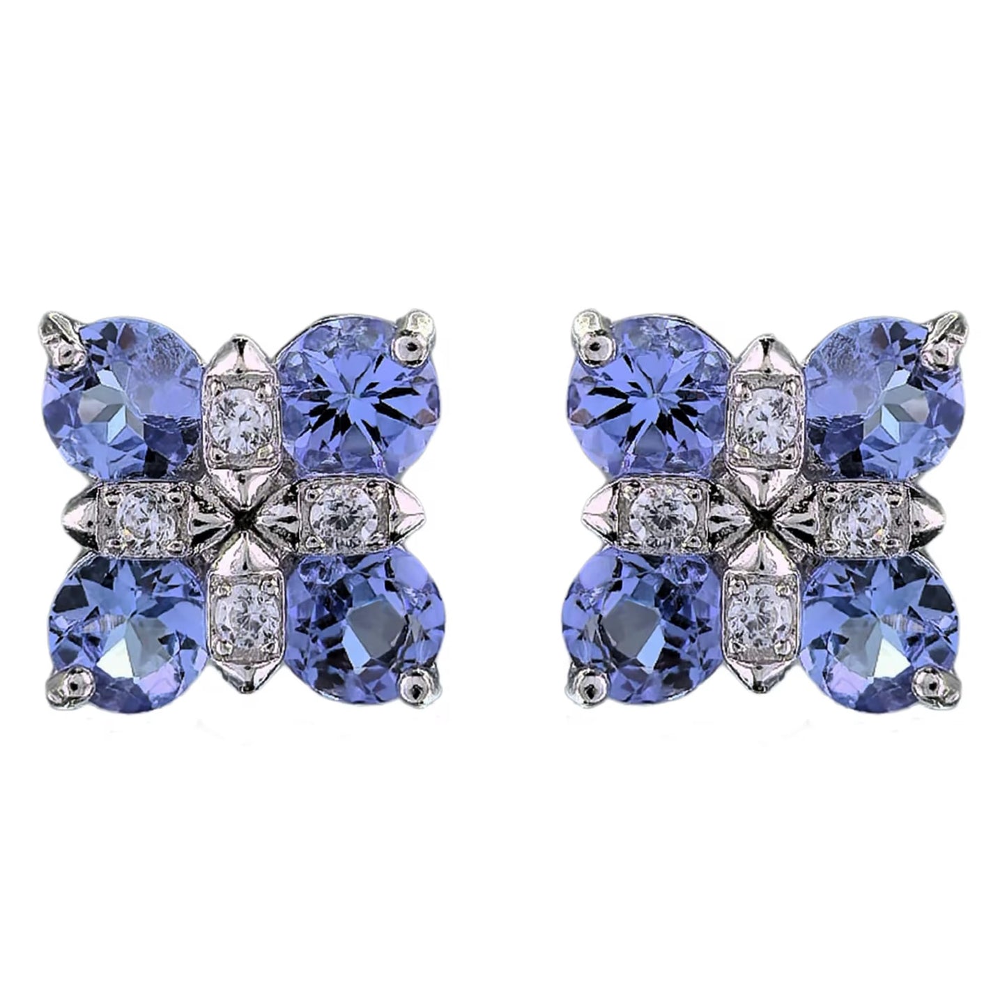 Tanzanite Clover Stud Earrings