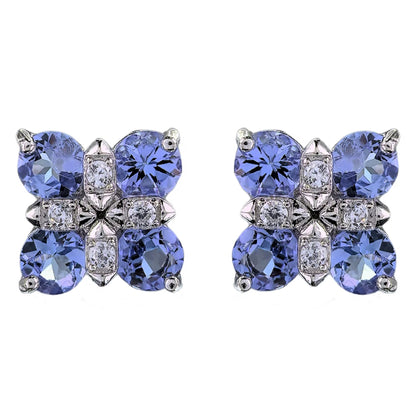 Tanzanite Clover Stud Earrings