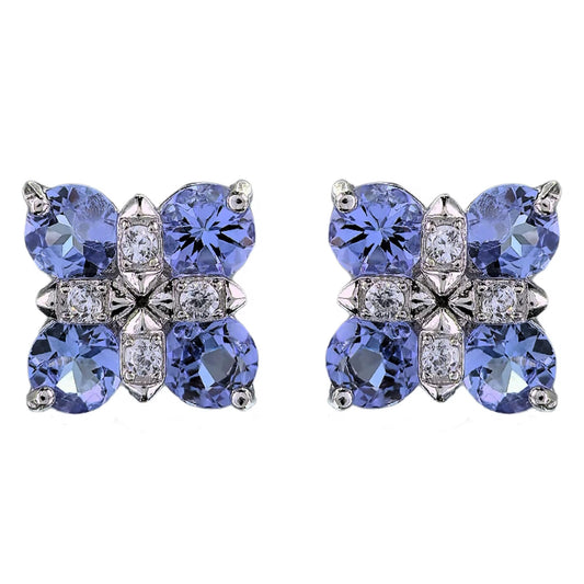 Tanzanite Clover Stud Earrings