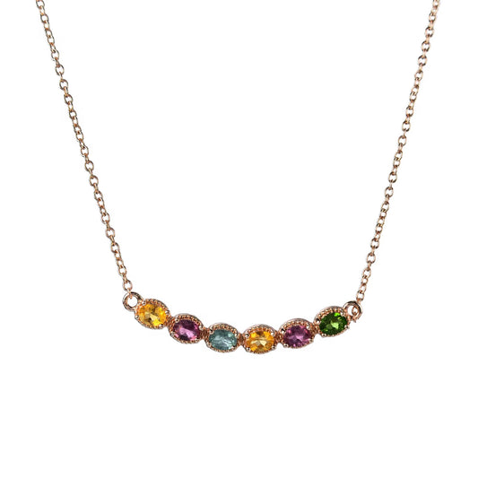 Tourmaline Rainbow Line Necklace