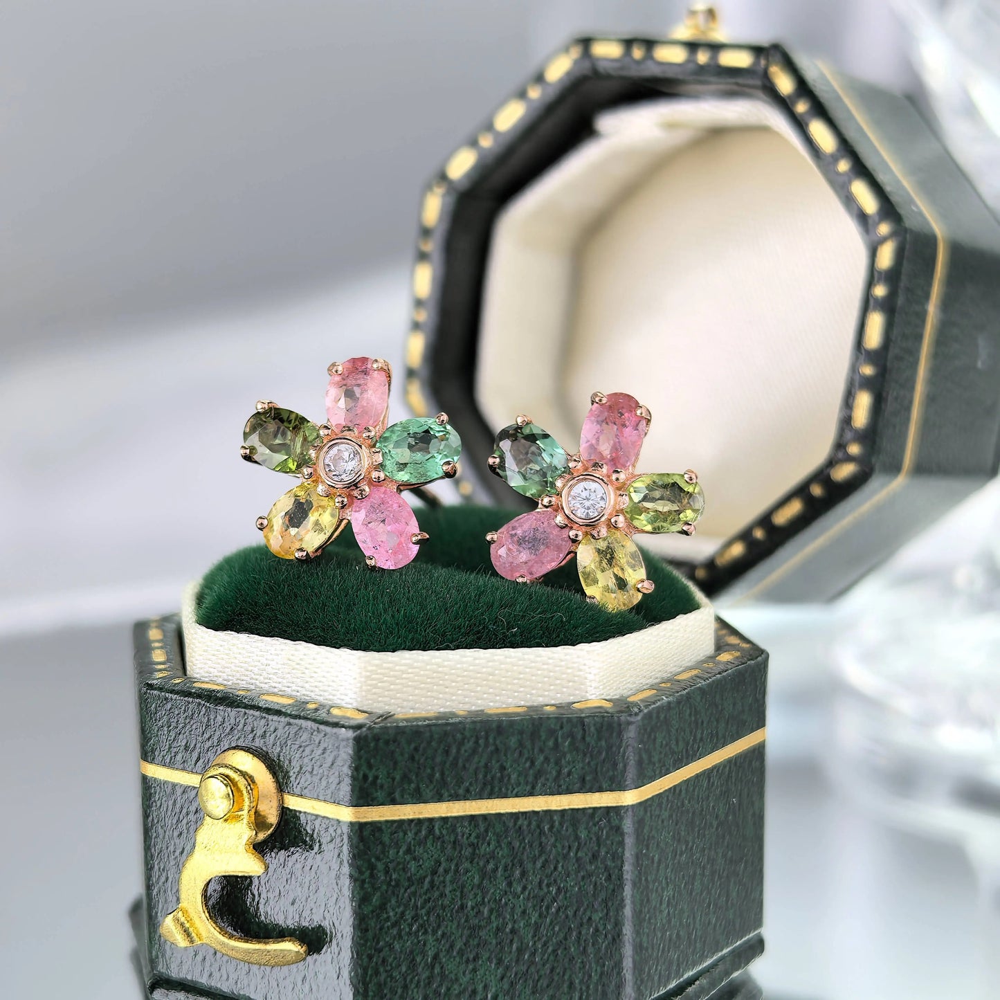 Tourmaline Blossom Stud Earrings (Classic)