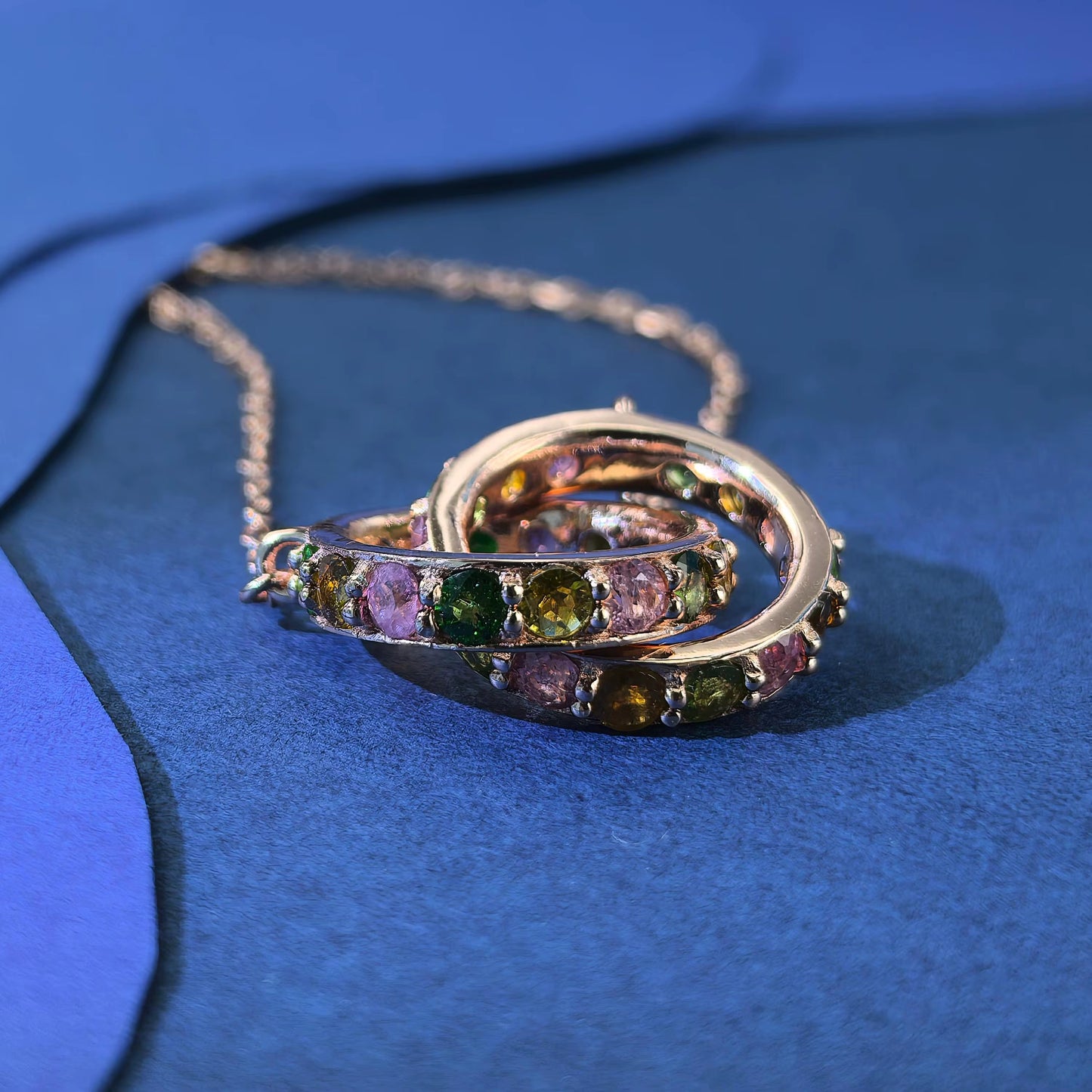 Interlocking Tourmaline Rings Necklace