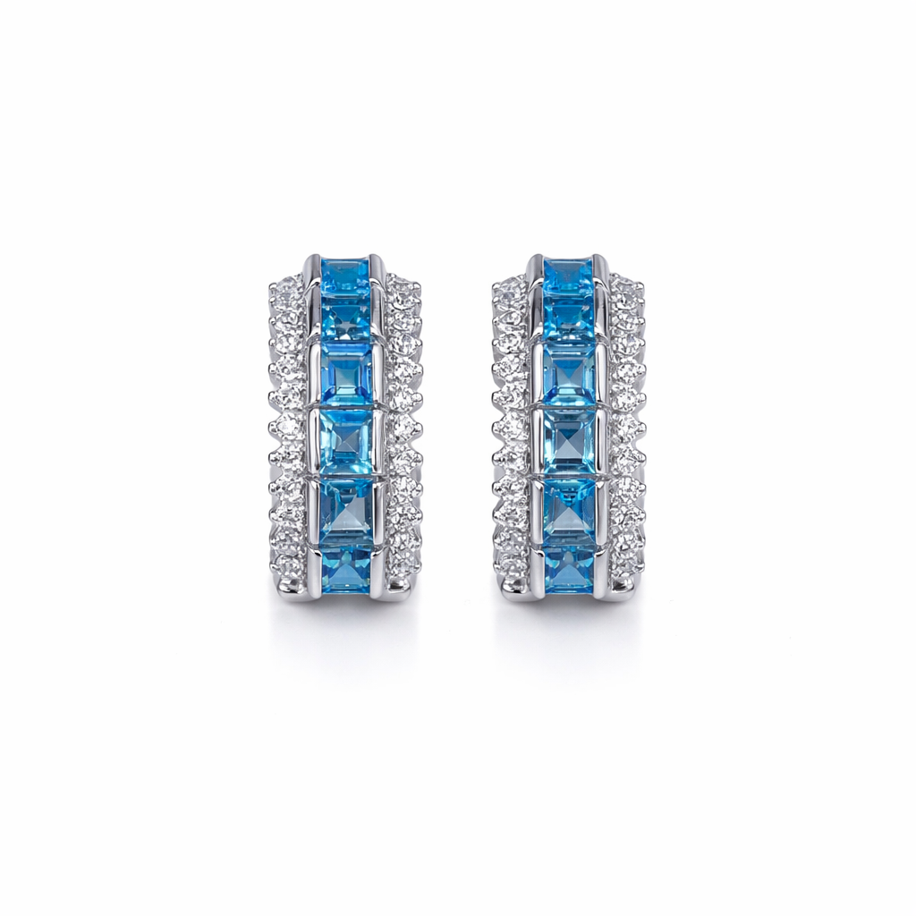 Sky Blue Topaz Hoop Earrings