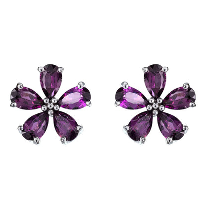 Garnet Flower Earrings