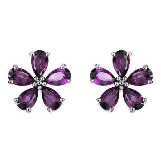 Garnet Flower Earrings