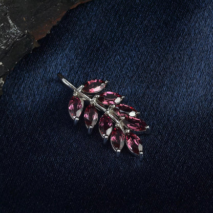 Pink Garnet Leaf Pendant