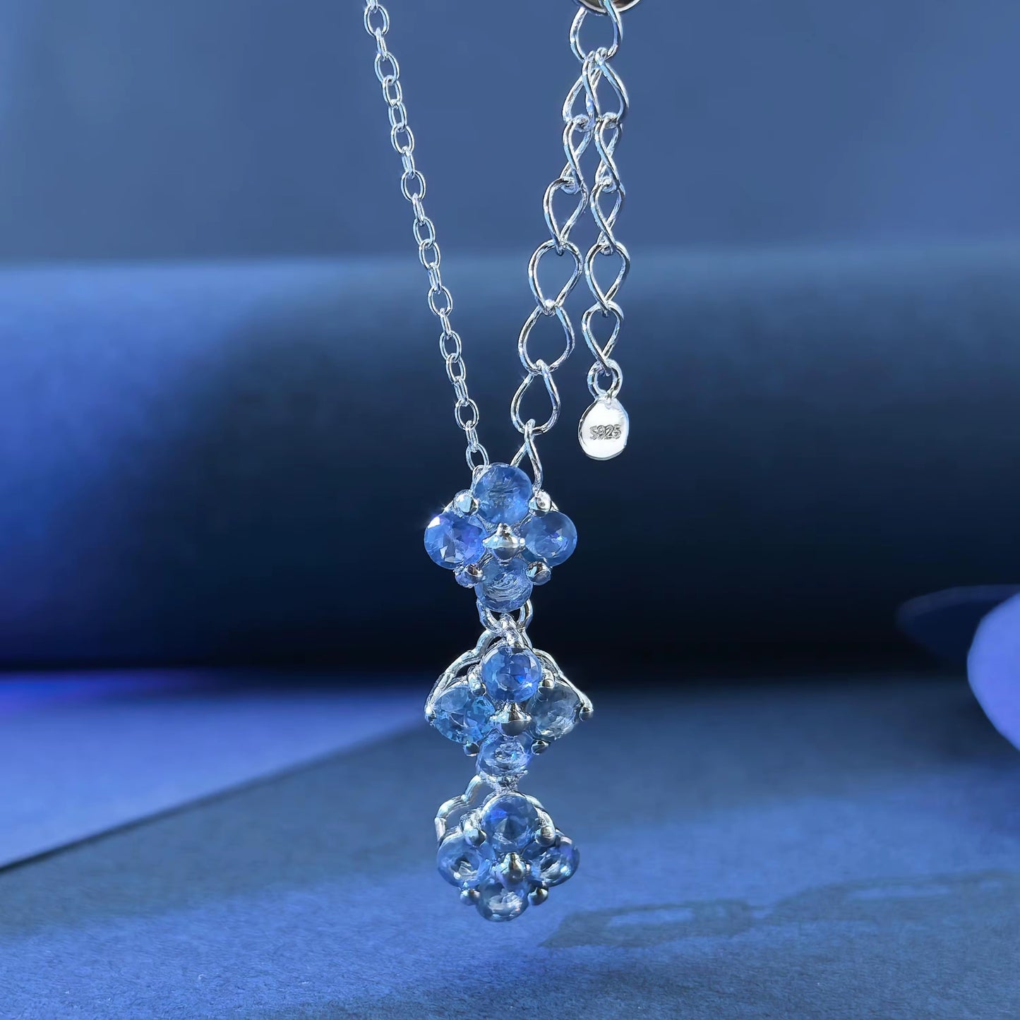 Sapphire Triple Bloom Necklace