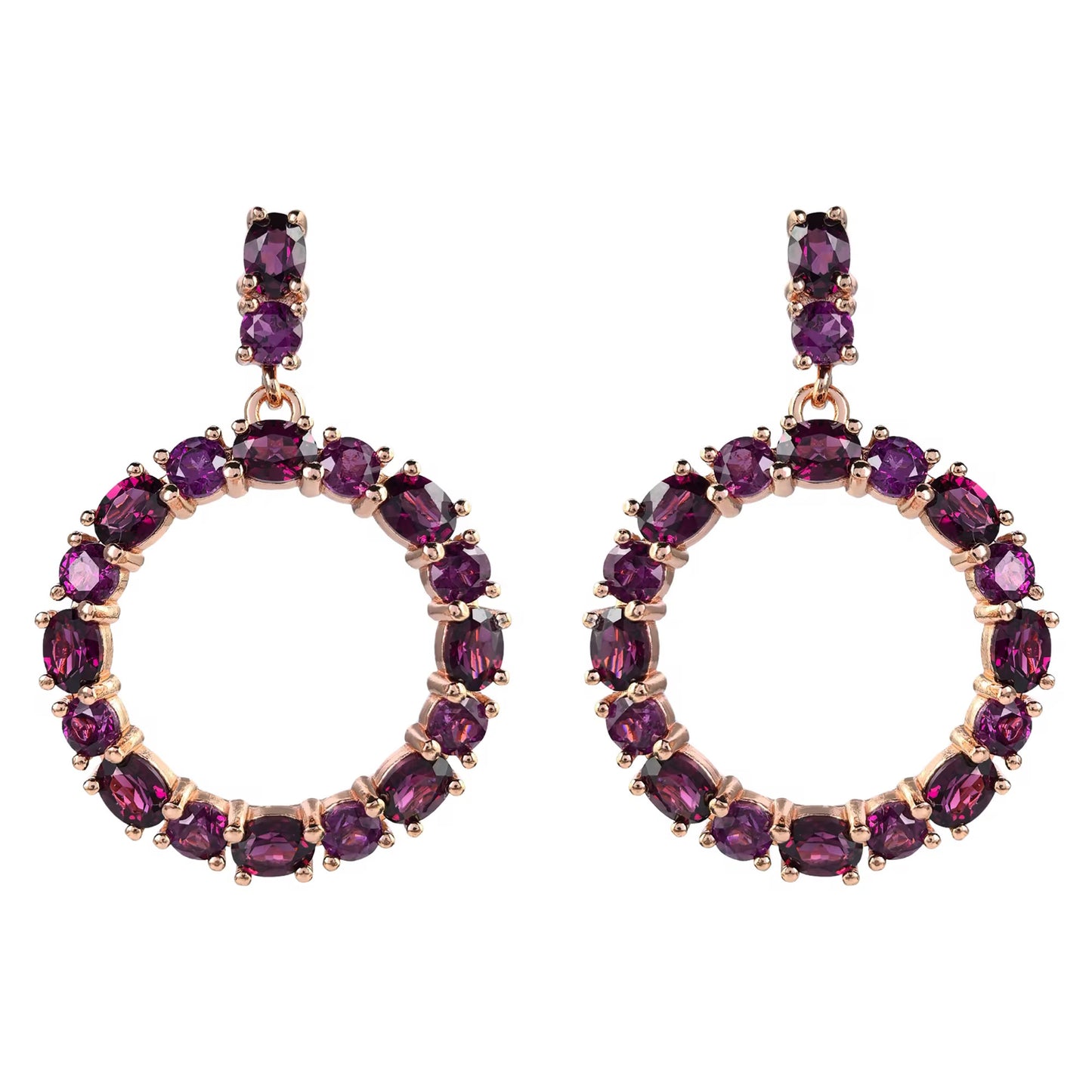 Garnet Circle Earrings