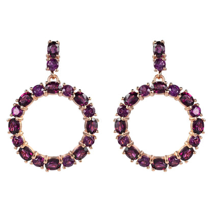 Garnet Circle Earrings