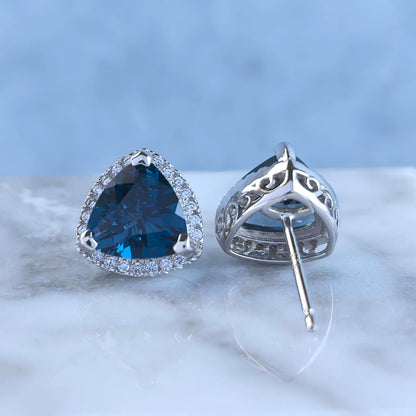 Triangle Blue Topaz Stud Earrings