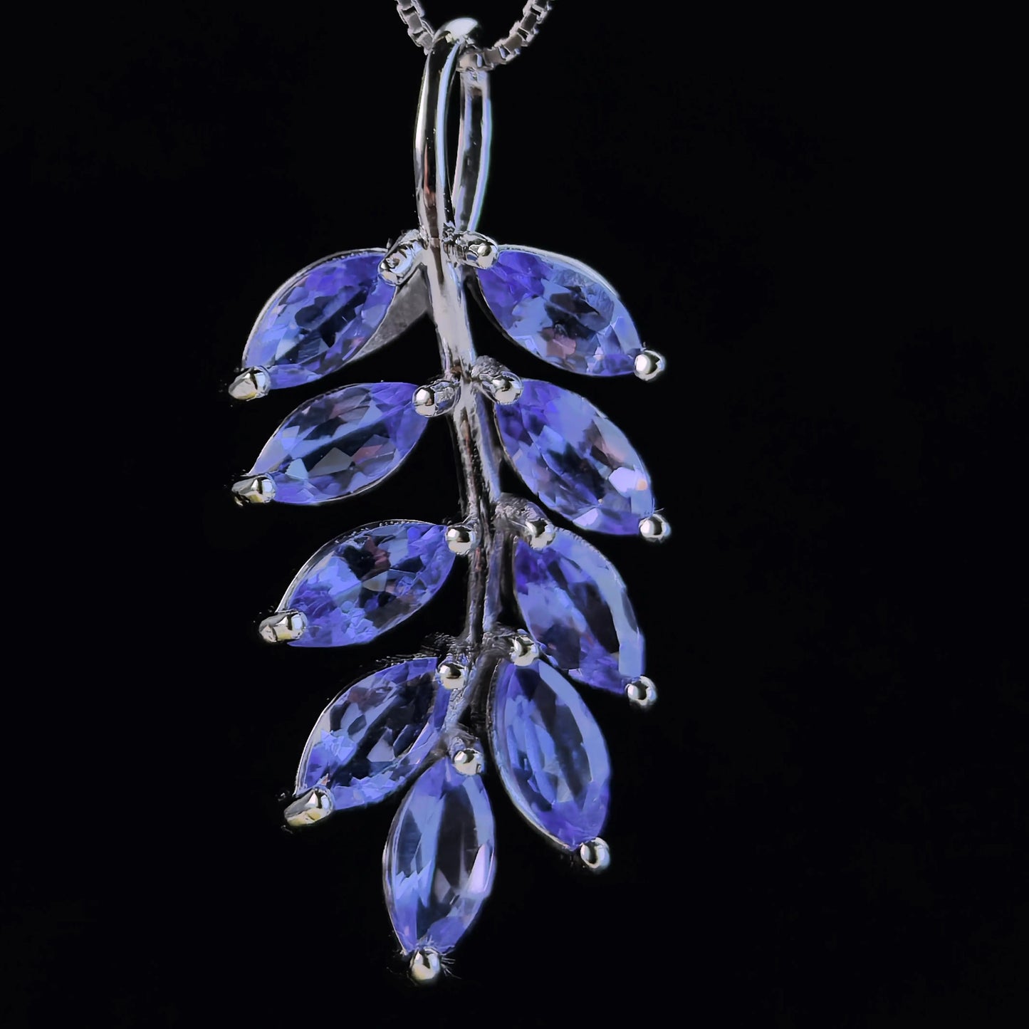 Blue Tanzanite Leaf Pendant