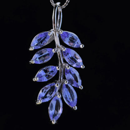 Blue Tanzanite Leaf Pendant