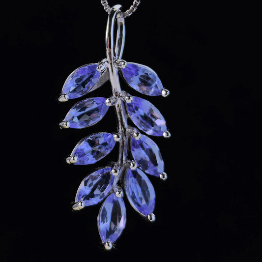 Blue Tanzanite Leaf Pendant