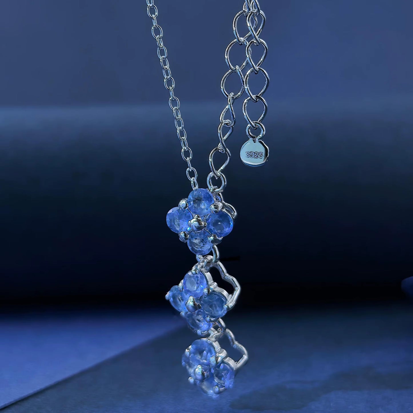 Sapphire Triple Bloom Necklace