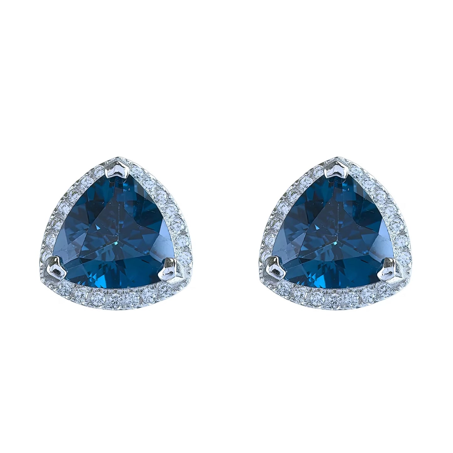 Triangle Blue Topaz Stud Earrings