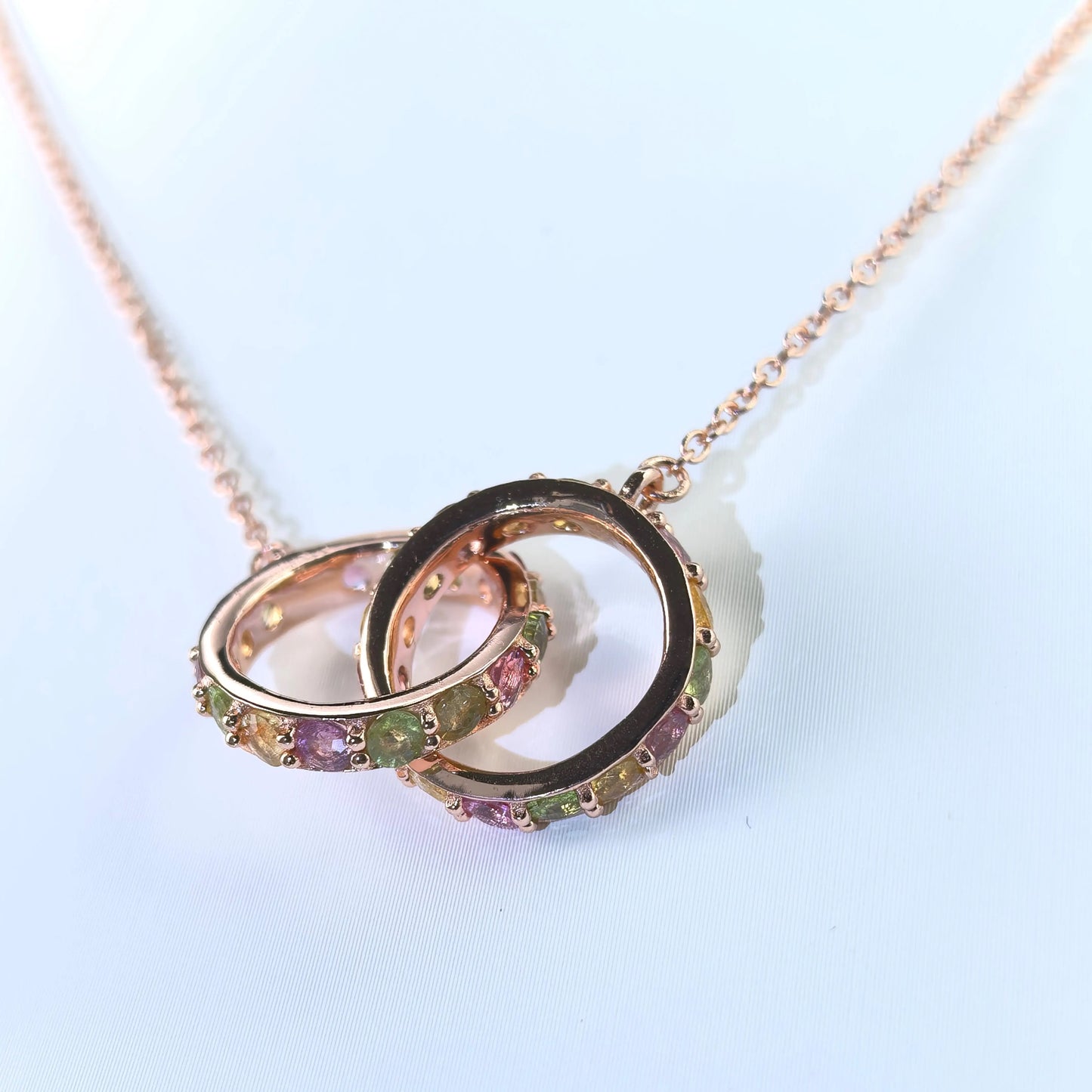 Interlocking Tourmaline Rings Necklace