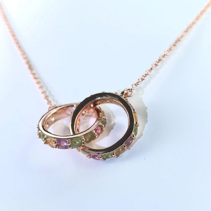 Interlocking Tourmaline Rings Necklace