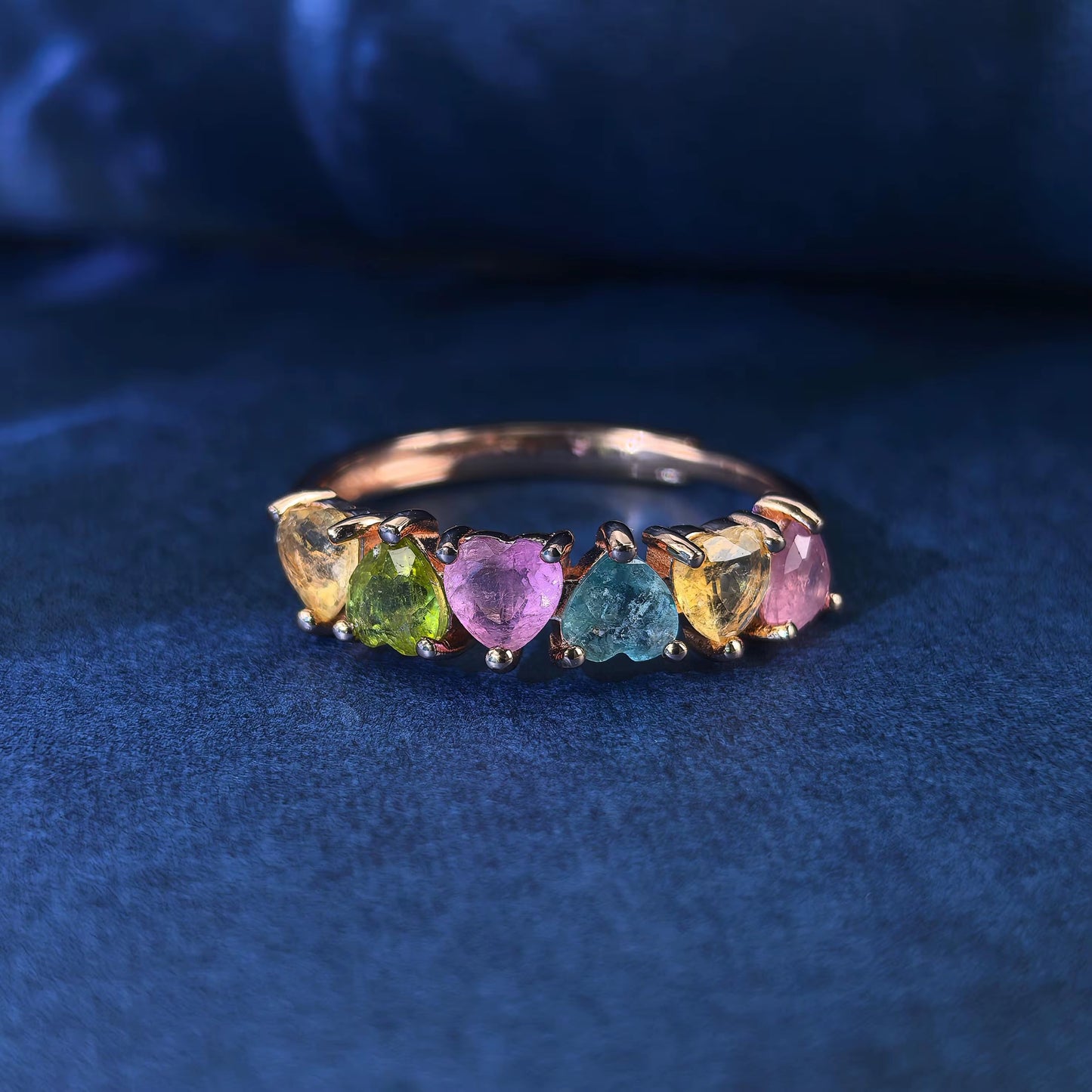 Rainbow Tourmaline Heart Ring
