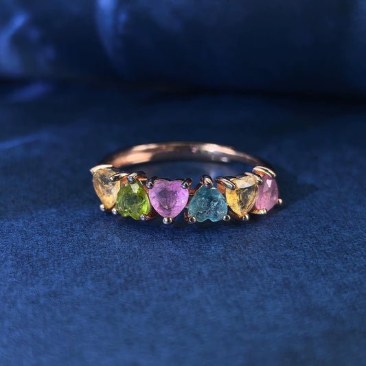 Rainbow Tourmaline Heart Ring