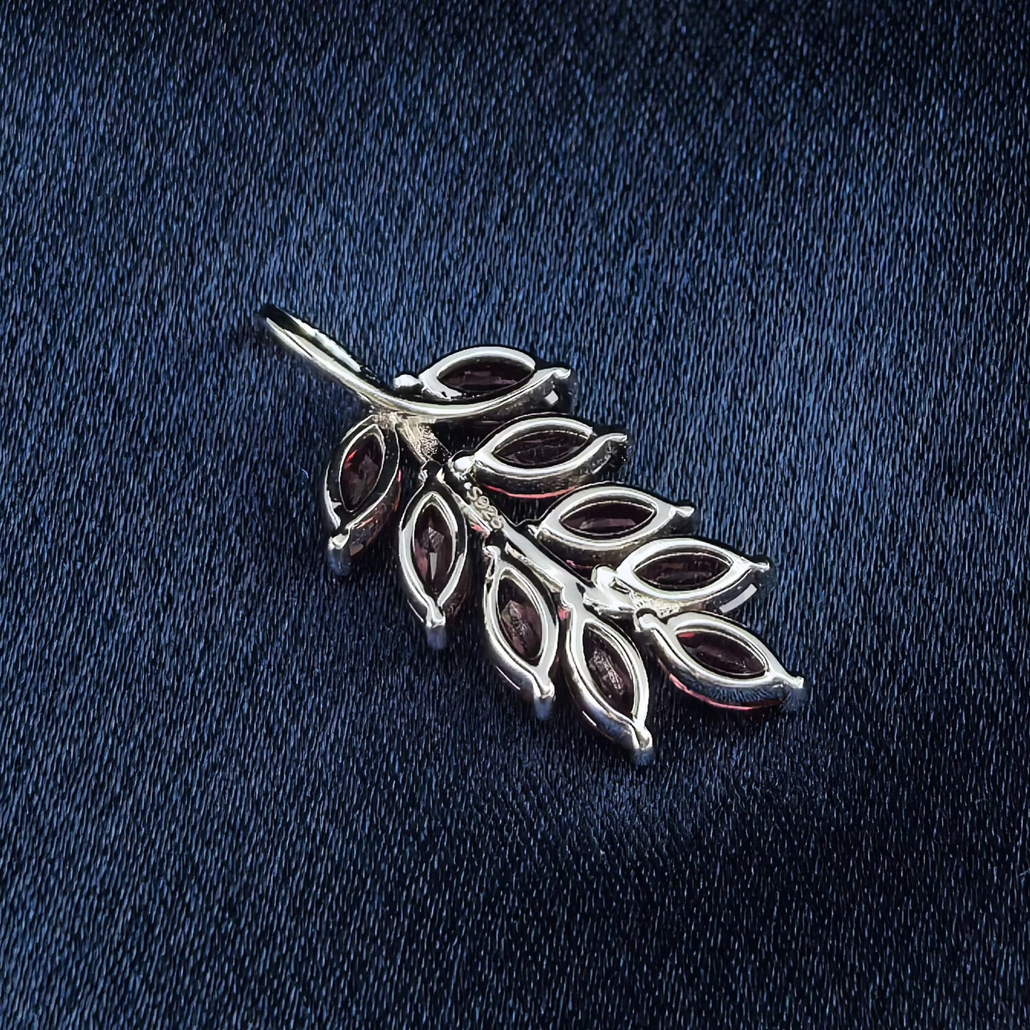 Pink Garnet Leaf Pendant