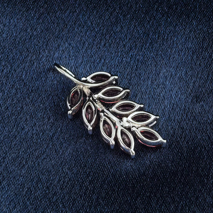 Pink Garnet Leaf Pendant