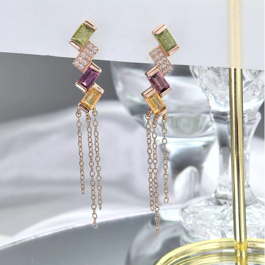 Tourmaline Trio Dangle Earrings