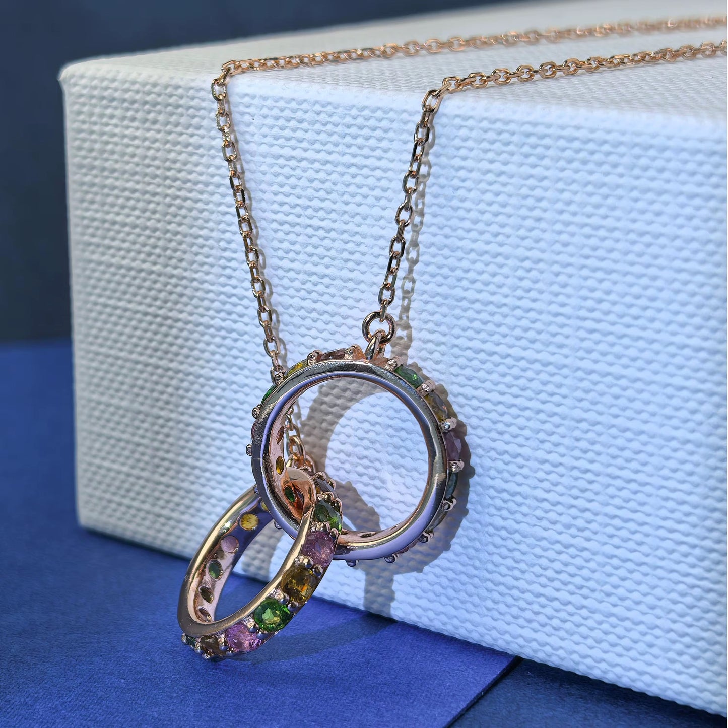 Interlocking Tourmaline Rings Necklace
